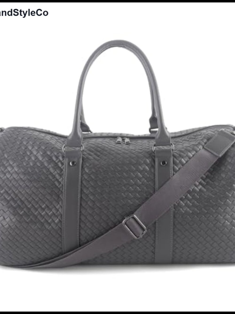 Woven PU Leather Travel Duffel Weekender Overnight Bag 20-inch